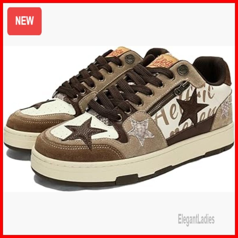 Leather Platform Sneakers with Color Blocking, Skate Style, Lace-Up Design